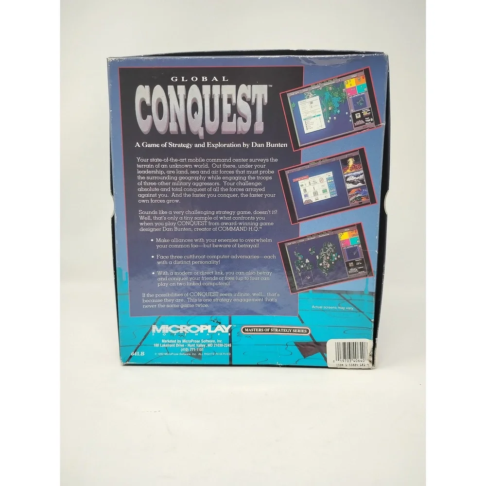MicroProse Global Conquest PC Game 1992 Big Box MS-DOS Floppy Strategy